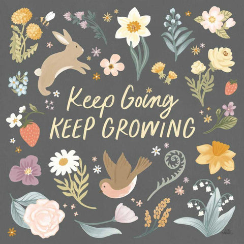 Spring Garden II Dark Black Modern Wood Framed Art Print with Double Matting by Marshall, Laura