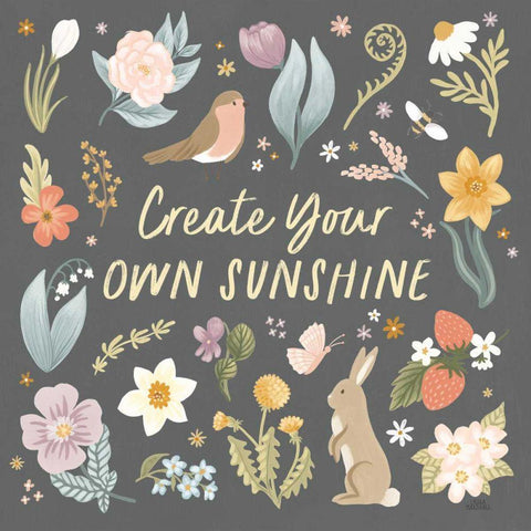 Spring Garden III Dark White Modern Wood Framed Art Print by Marshall, Laura