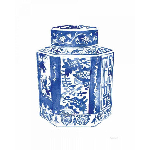 Chinoiserie Vase I White Modern Wood Framed Art Print by Charro, Mercedes Lopez