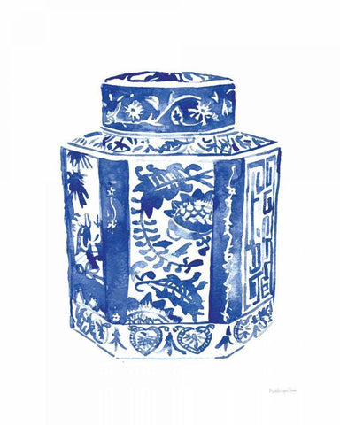 Chinoiserie Vase I White Modern Wood Framed Art Print with Double Matting by Charro, Mercedes Lopez