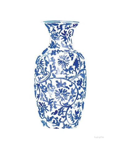 Chinoiserie Vase II White Modern Wood Framed Art Print with Double Matting by Charro, Mercedes Lopez