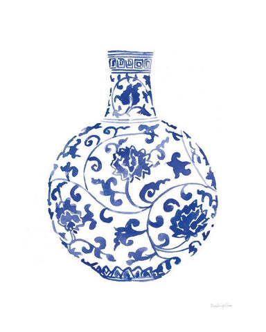 Chinoiserie Vase III White Modern Wood Framed Art Print with Double Matting by Charro, Mercedes Lopez