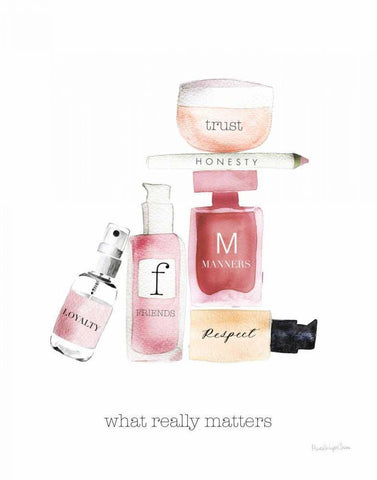 Inner Beauty I White Modern Wood Framed Art Print with Double Matting by Charro, Mercedes Lopez