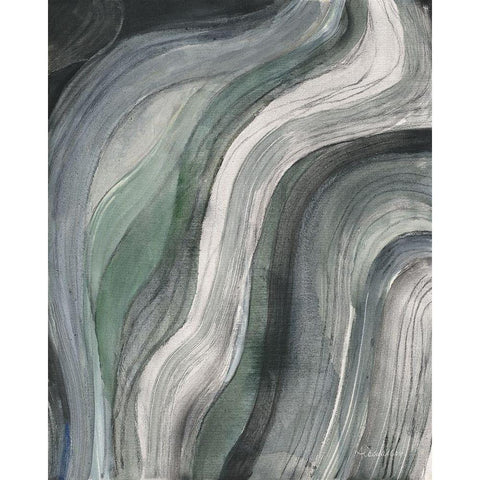 Swirl I Black Modern Wood Framed Art Print with Double Matting by Hristova, Albena