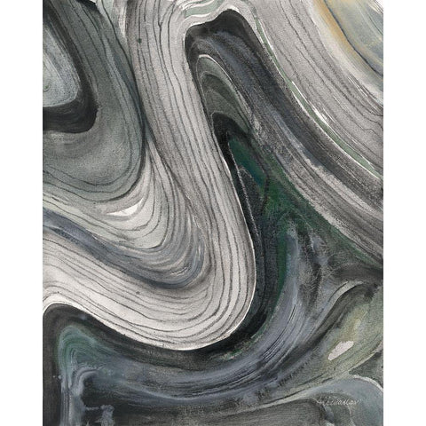 Swirl II Black Modern Wood Framed Art Print with Double Matting by Hristova, Albena