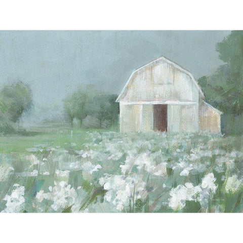 White Barn Meadow White Modern Wood Framed Art Print by Nai, Danhui