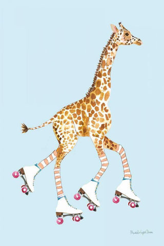 Giraffe Joy Ride II White Modern Wood Framed Art Print with Double Matting by Charro, Mercedes Lopez