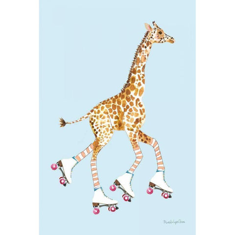 Giraffe Joy Ride II Gold Ornate Wood Framed Art Print with Double Matting by Charro, Mercedes Lopez