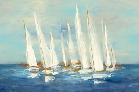 Regatta Sail White Modern Wood Framed Art Print with Double Matting by Purinton, Julia