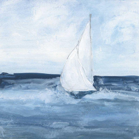 Sailboats I Black Modern Wood Framed Art Print with Double Matting by Paschke, Chris