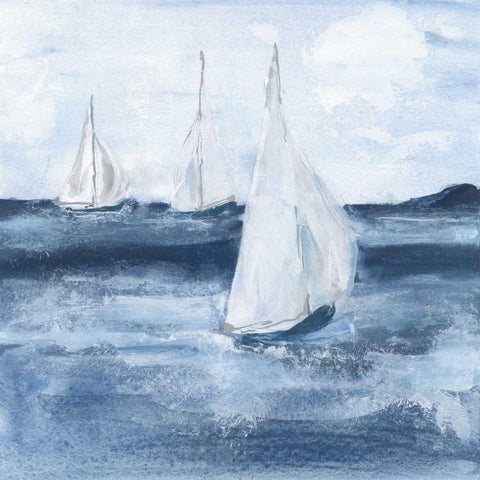 Sailboats VI Black Modern Wood Framed Art Print by Paschke, Chris