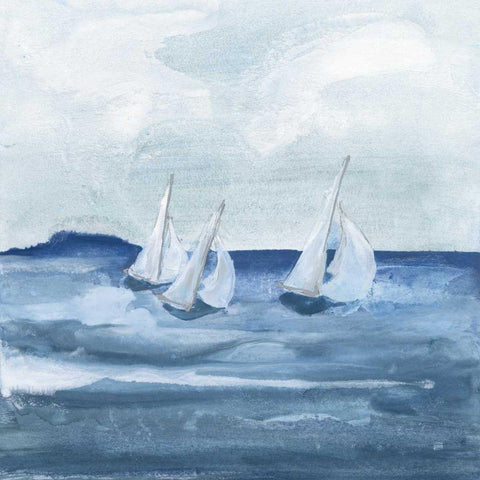 Sailboats VIII White Modern Wood Framed Art Print by Paschke, Chris
