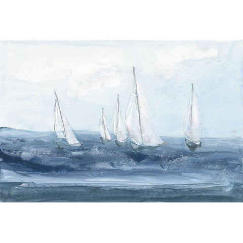 Group Sail I White Modern Wood Framed Art Print by Paschke, Chris