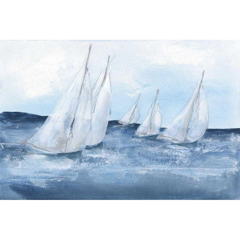 Group Sail III White Modern Wood Framed Art Print by Paschke, Chris