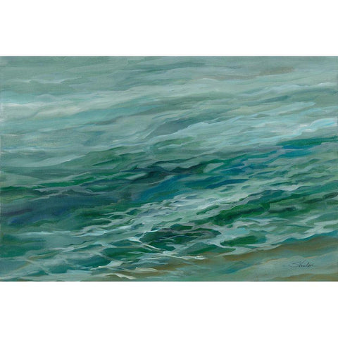 Viridian Sea White Modern Wood Framed Art Print by Vassileva, Silvia