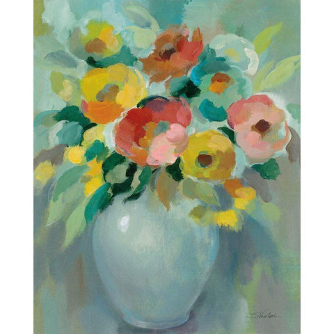 Vibrant Bouquet White Modern Wood Framed Art Print by Vassileva, Silvia