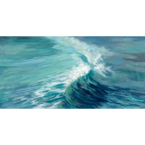 Aquamarine Wave Black Modern Wood Framed Art Print with Double Matting by Vassileva, Silvia