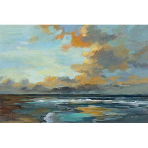 Oceanside Sunset Black Modern Wood Framed Art Print with Double Matting by Vassileva, Silvia