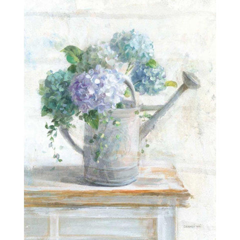 Morning Hydrangeas II White Modern Wood Framed Art Print by Nai, Danhui