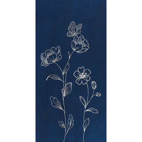 Blue Butterfly Garden I White Modern Wood Framed Art Print by Nai, Danhui