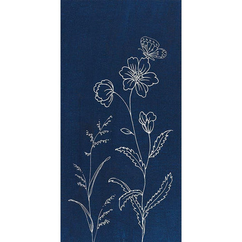 Blue Butterfly Garden II Black Modern Wood Framed Art Print with Double Matting by Nai, Danhui