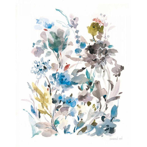 Breezy Florals II Colorful Gold Ornate Wood Framed Art Print with Double Matting by Nai, Danhui