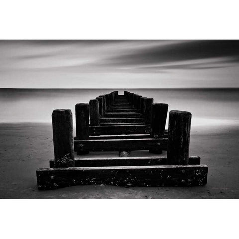 Coney Island Pier BW Black Modern Wood Framed Art Print with Double Matting by Gendreau, Katherine