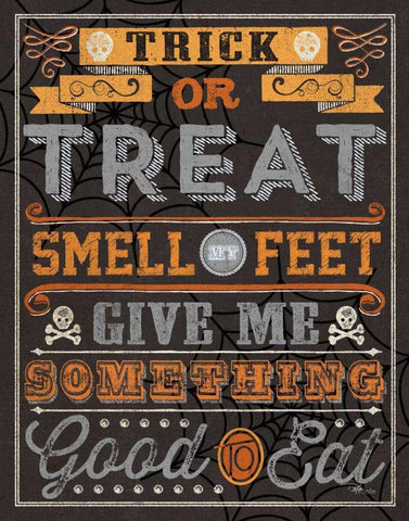 Halloween Talk I Orange Black Ornate Wood Framed Art Print with Double Matting by Pela Studio