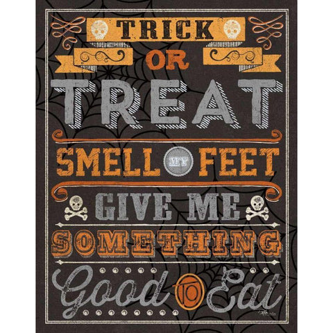 Halloween Talk I Orange Black Modern Wood Framed Art Print by Pela Studio