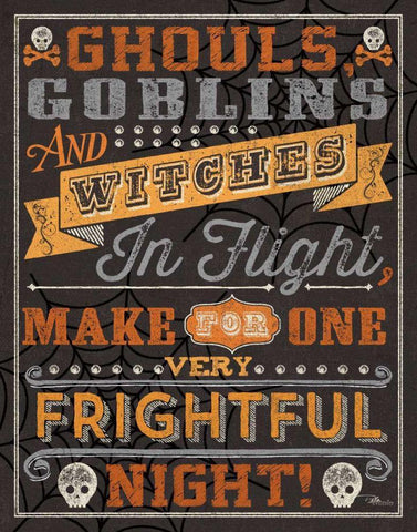 Halloween Talk II Orange White Modern Wood Framed Art Print with Double Matting by Pela Studio