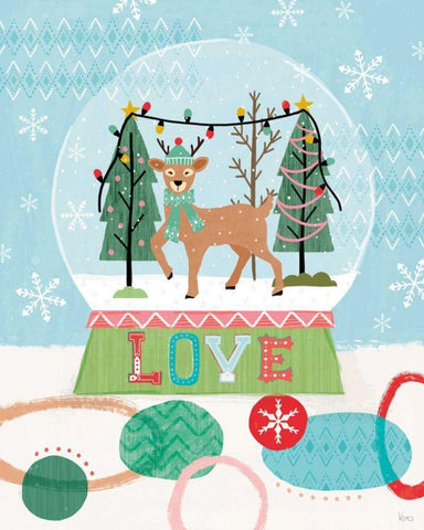Holiday Love II White Modern Wood Framed Art Print with Double Matting by Charron, Veronique