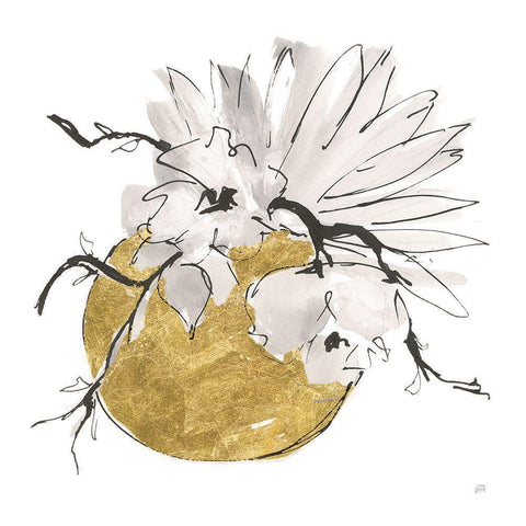 Delicate Gilded Vase I Black Ornate Wood Framed Art Print with Double Matting by Paschke, Chris