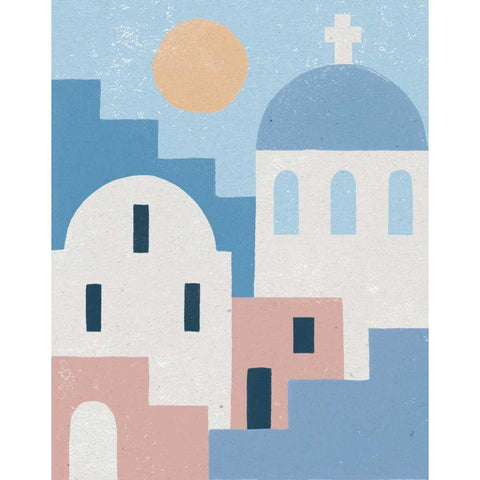 Santorini Summer I White Modern Wood Framed Art Print by Hershey, Moira
