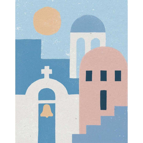 Santorini Summer II Black Modern Wood Framed Art Print by Hershey, Moira
