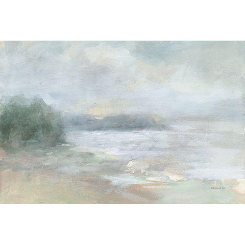 Bay Fog Black Modern Wood Framed Art Print by Nai, Danhui