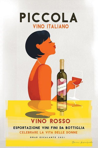 Vino Rosso I White Modern Wood Framed Art Print with Double Matting by Escalante, Omar