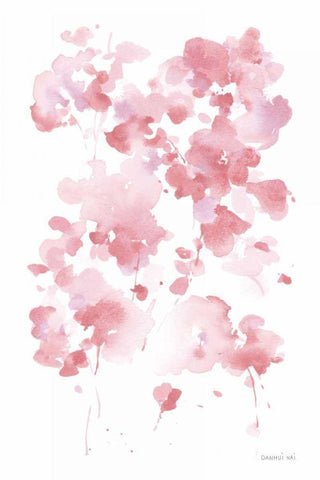 Cascading Petals I Pink White Modern Wood Framed Art Print with Double Matting by Nai, Danhui
