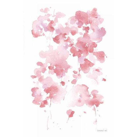 Cascading Petals I Pink White Modern Wood Framed Art Print by Nai, Danhui