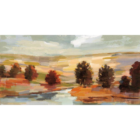 Fall Country Landscape Black Modern Wood Framed Art Print with Double Matting by Vassileva, Silvia