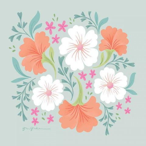 Boho Florals I White Modern Wood Framed Art Print with Double Matting by Graham, Gia