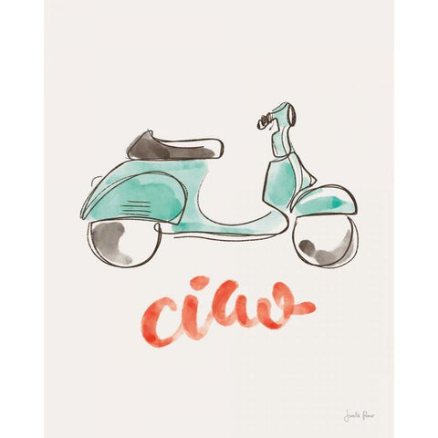 Ciao Vespa I Gold Ornate Wood Framed Art Print with Double Matting by Penner, Janelle