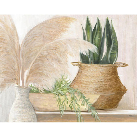 Grasses and Greens White Modern Wood Framed Art Print by Purinton, Julia