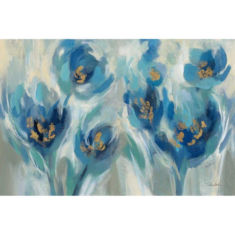 Blue Fairy Tale Floral III White Modern Wood Framed Art Print by Vassileva, Silvia