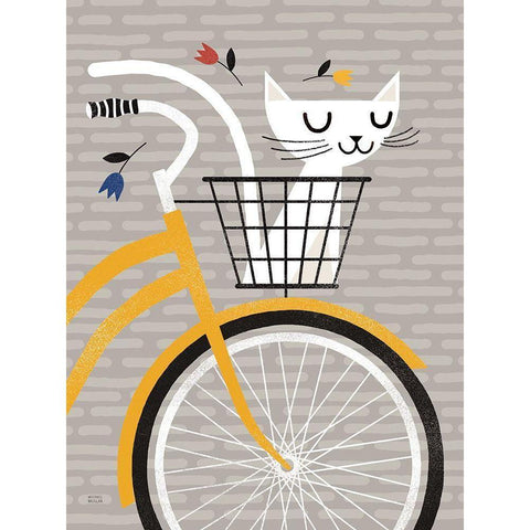 Cruising Cat Yellow Black Modern Wood Framed Art Print by Mullan, Michael