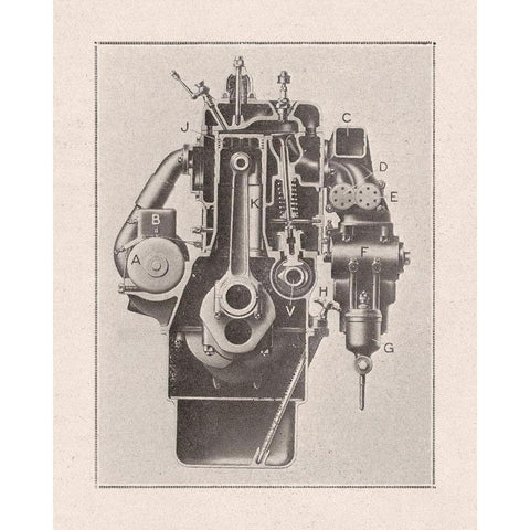 French Engine I Black Modern Wood Framed Art Print with Double Matting by Wild Apple Portfolio