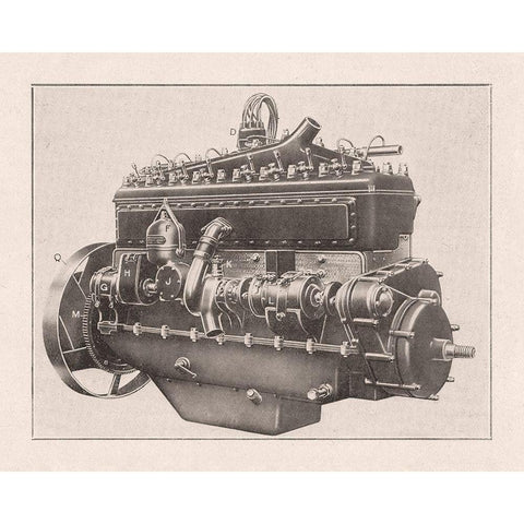 French Engine II Black Modern Wood Framed Art Print with Double Matting by Wild Apple Portfolio