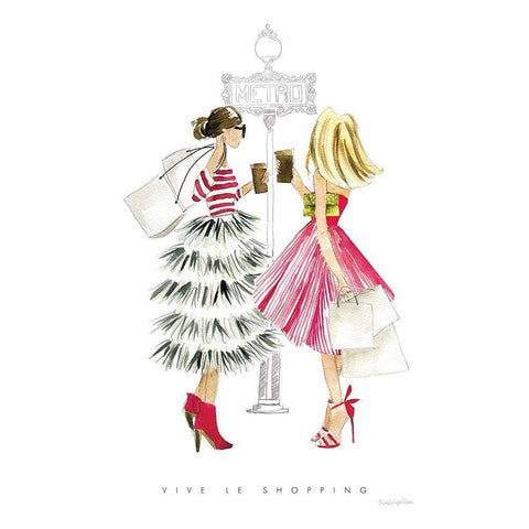 Paris Girlfriends II Black Modern Wood Framed Art Print by Charro, Mercedes Lopez