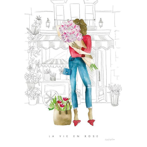 Paris Girlfriends V Black Modern Wood Framed Art Print with Double Matting by Charro, Mercedes Lopez