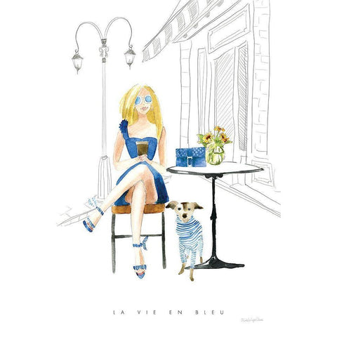 Paris Girlfriends VI Black Modern Wood Framed Art Print with Double Matting by Charro, Mercedes Lopez