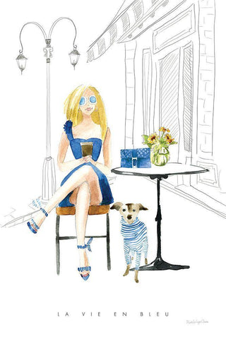 Paris Girlfriends VI White Modern Wood Framed Art Print with Double Matting by Charro, Mercedes Lopez